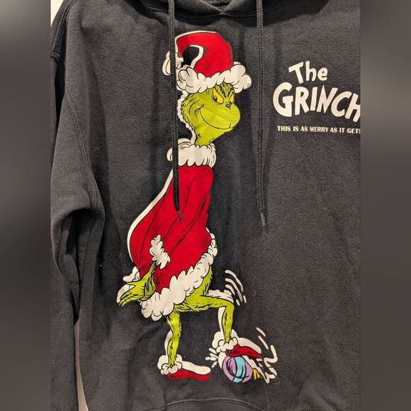 Dr. Seuss The Grinch "Merry Whatever" Hoodie XS Black Christmas Sweatshirt - Picture 3 of 8
